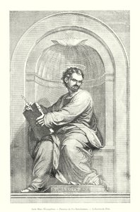 Evangelisten Markus, Panel av Fra Bartolommeo, Pitti-samlingen (gravering) av Italian School