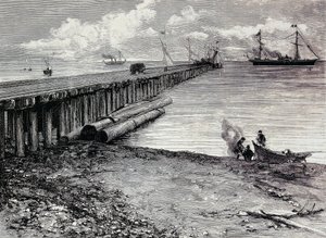 San Leon-gruven, borddekk av malm for Maddalena, Engraving, Sardinia, Italia av Italian School