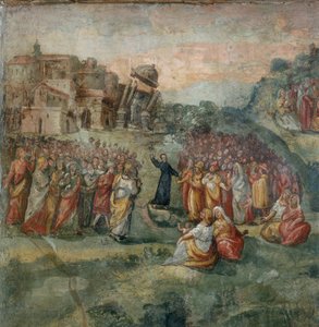 Preken av Saint Hippolytus, detalj av maleriet av Martyrdommen til Saint Hippolytus og hans følgesvenner av Italian School