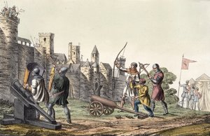 Soldiers and Artillery of the 15th Century, plate 16 fra The History of the Nations (akvatint) av Italian School