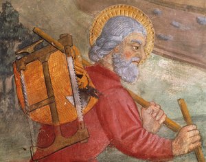 St Joseph, detalj fra Flight into Egypt av Italian School