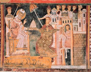 St Sylvester mottar tiara, detalj av Italian School