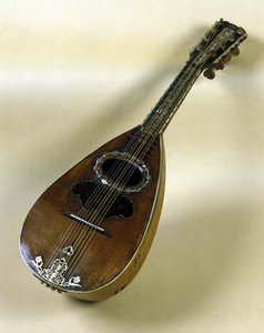 Stilleben av napolitansk mandolin oppfunnet av Giuseppe Filano. Napoli 1784 av Italian School