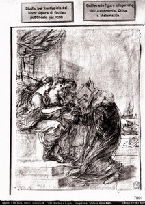 Studie for tittelsiden til Galileos samlede verk, 1656 av Italian School