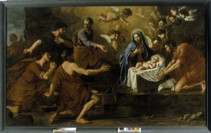 Hyrdenes tilbedelse. 1600-tallet (olje på lerret) av Italian School