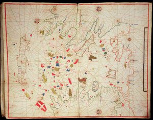 Egeerhavet, fra et nautisk atlas, 1646 (blekk på vellum) (se også 330940) av Italian School