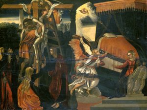 Bebudelsen og avsetningen (tempera på valnøtt) av Italian School