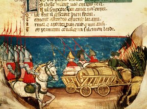 The Army of Charlemagne (742-814) og transport av proviant, fra en venetiansk kodex av Italian School