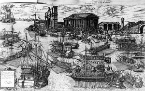 Henri III av Frankrikes ankomst til Lido i Venezia 8. juli 1574, 1591 (radering) av Italian School