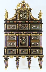 Badmintonskapet, ca. 1720-32 (pietra dura, ibenholt og ormolu) av Italian School