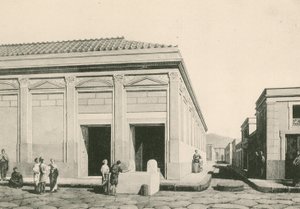 Byggingen av Eumachia slik den var (dyptrykk) av Italian School