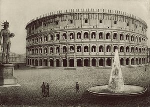 Colosseum restaurert (litho) av Italian School