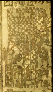 Byggingen av Babelstårnet, 1166 (mosaikk) av Italian School