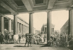 Utvekslingen i det trekantede forumet (gravyr) av Italian School