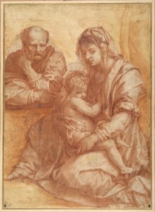 Den hellige familie hviler, etter Andrea del Sarto (rød kalk på hvitt papir) av Italian School