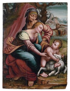 Madonnaen og barnet med St. Anne, norditaliensk av Italian School