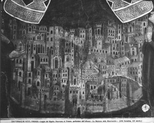 Madonna della Misericordia, detalj av byen Firenze av Italian School