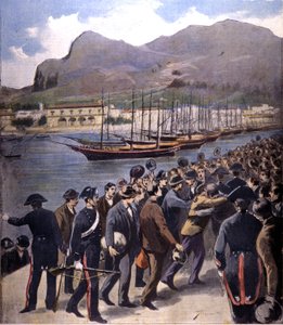 Mafiaen returnerte til Palermo under eskorte av Carabinieri etter amnestien i 1895. av Italian School