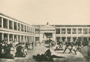 The Stabian Baths - The Wrestling-Place som det var (gravyr) av Italian School