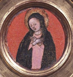 Jomfru Maria, høyre side av en triptyk (panel) (se også 74615 og 74616) av Italian School