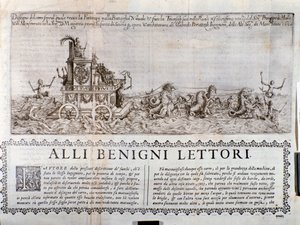 Den allegoriske vognen. Fra Chronicles som beskriver feiringene organisert i Mantua av prinsen av Gonzaga av Italian School