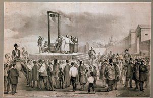 Henrettelsen 13.03.1858 av Felice Orsini (1819 - 1858) og Pieri som utførte angrepet 14. januar 1858 mot Napoleon III på Place de la Roquette i Paris Litografi fra slutten av 1800-tallet. Milan Museo del Risorgimento av Italian School