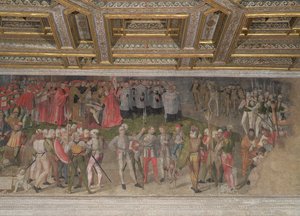 Lojalitetseden til den første kapteinen Luigi Gonzaga i 1328 (fresco) av Italian School