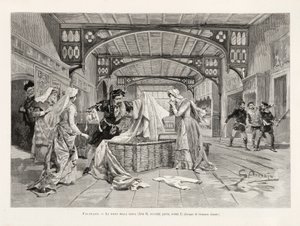 Scenen til kurven (akt II, del to, scene I) av Giuseppe Verdis opera Falstaff, fra L