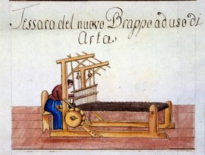 Veving av ull. 1807. Statsarkivet i Milano av Italian School