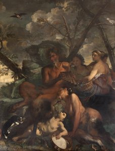 Thee feeding of Bacchus, Myth of Orpheus av Italian School