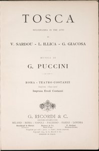 Tittelside, Libretto della Tosca, av Giacomo Puccini, Ricordi Edition, Italia av Italian School