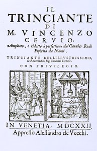 Tittelside på en italiensk kokebok, pub. Venezia, 1622 av Italian School