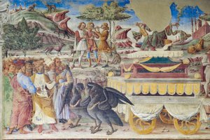 Triumph of Mercury, Hall of the Months, Northern Wall: "Juni", ca. 1468-70 (fresco) av Italian School