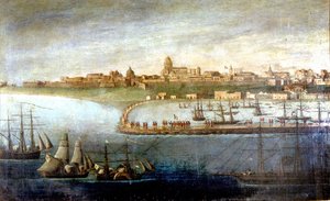 Unite of Italy: ekspedisjon av de tusen eller røde skjortene ledet av Giuseppe Garibaldi (1807-1882). Barkingen i Marsala, Sicilia. Anonymt maleri. Milan Museo del Risorgimento av Italian School