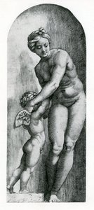 Venus og Amor, 1600-tallet av Italian School