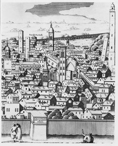 Utsikt over Bologna (gravering) av Italian School