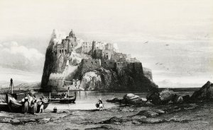 Utsikt over øya Ischia, gravering, Italia av Italian School