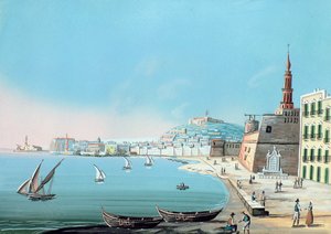 Utsikt over Napoli fra Karminen, ca. 1845 av Italian School