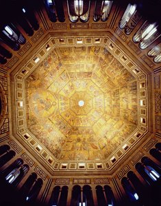 Utsikt over mosaikktaket, påbegynt i ca. 1225 (mosaikk) av Italian School