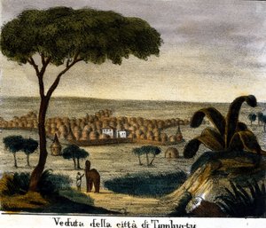 Utsikt over byen Timbuktu i Mali på 1800-tallet. av Italian School