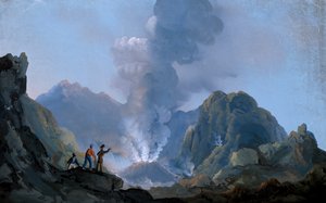 Utsikt over krateret til Vesuv i 1829 (gouache) av Italian School