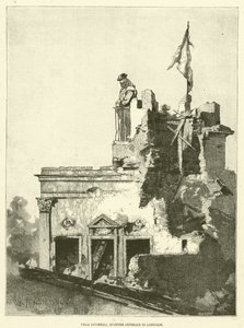 Villa Savorelli, Garibaldi-hovedkvarteret (gravering) av Italian School