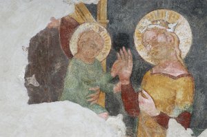 Jomfru Maria og barn (fresco) av Italian School