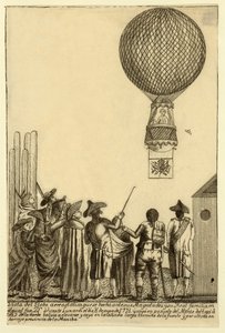 Utsikt over luftballongen som ble laget før hans majestetiske pub. 1793. av Italian School