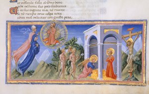 Yates Thompson 36, f.141 The Mystery of the Redemption, fra 'Divina Commedia', ca. 1444-50 (vellum) av Italian School