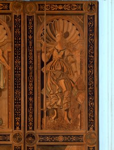 Detalj av en av dørene ved Sala degli Angelo, Palazzo Ducale, Urbino (tre)