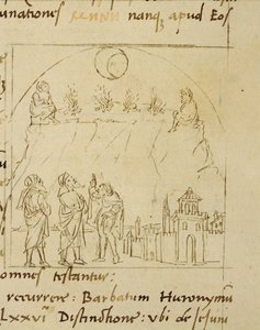 Ms.LAT.446 fol.2v Vismennene studerer stjernenes bevegelser for å bestemme den nøyaktige datoen for påsken, fra Ortopascha av Pilgrim Priscian av Italian School Italian School