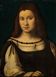 Portrett av en dame (tempera på panel)
