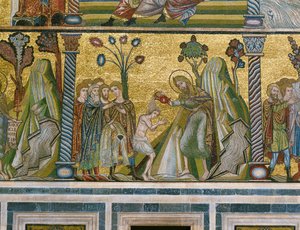 Sankt Johannes døper i Jordanelven (mosaikk) av Italian school