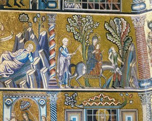 Flukten til Egypt (mosaikk) av Italian school